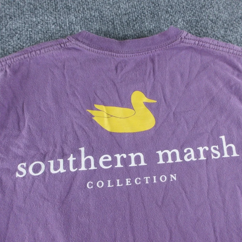 Southern Marsh Shirt Mens Small Purple Short Sleeve Pocket Duck Graphic Tee